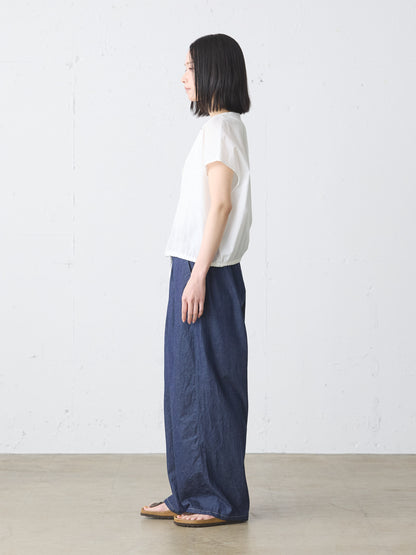 denim tuck wide easy pants