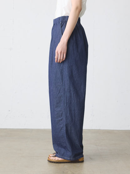 denim tuck wide easy pants