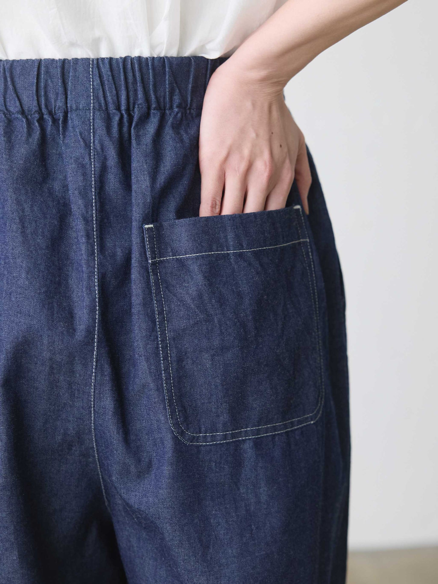 denim tuck wide easy pants