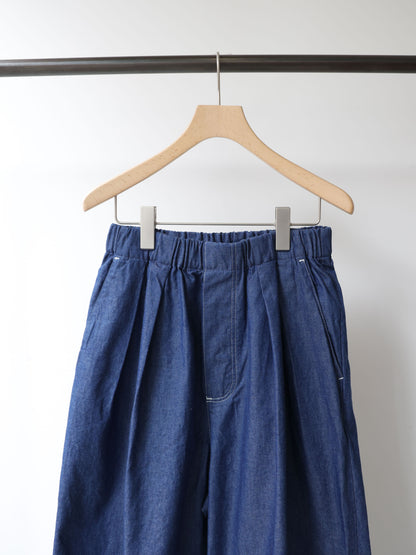 denim tuck wide easy pants