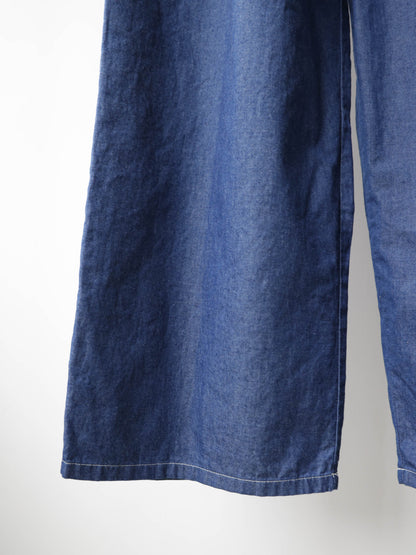 denim tuck wide easy pants