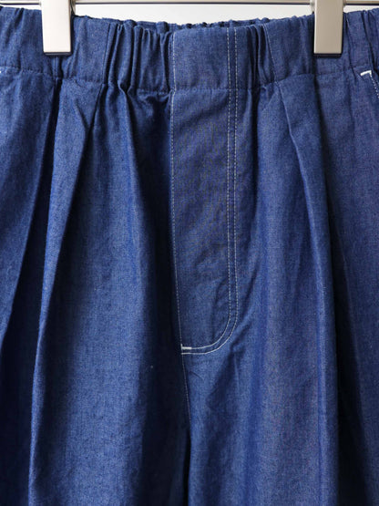 denim tuck wide easy pants