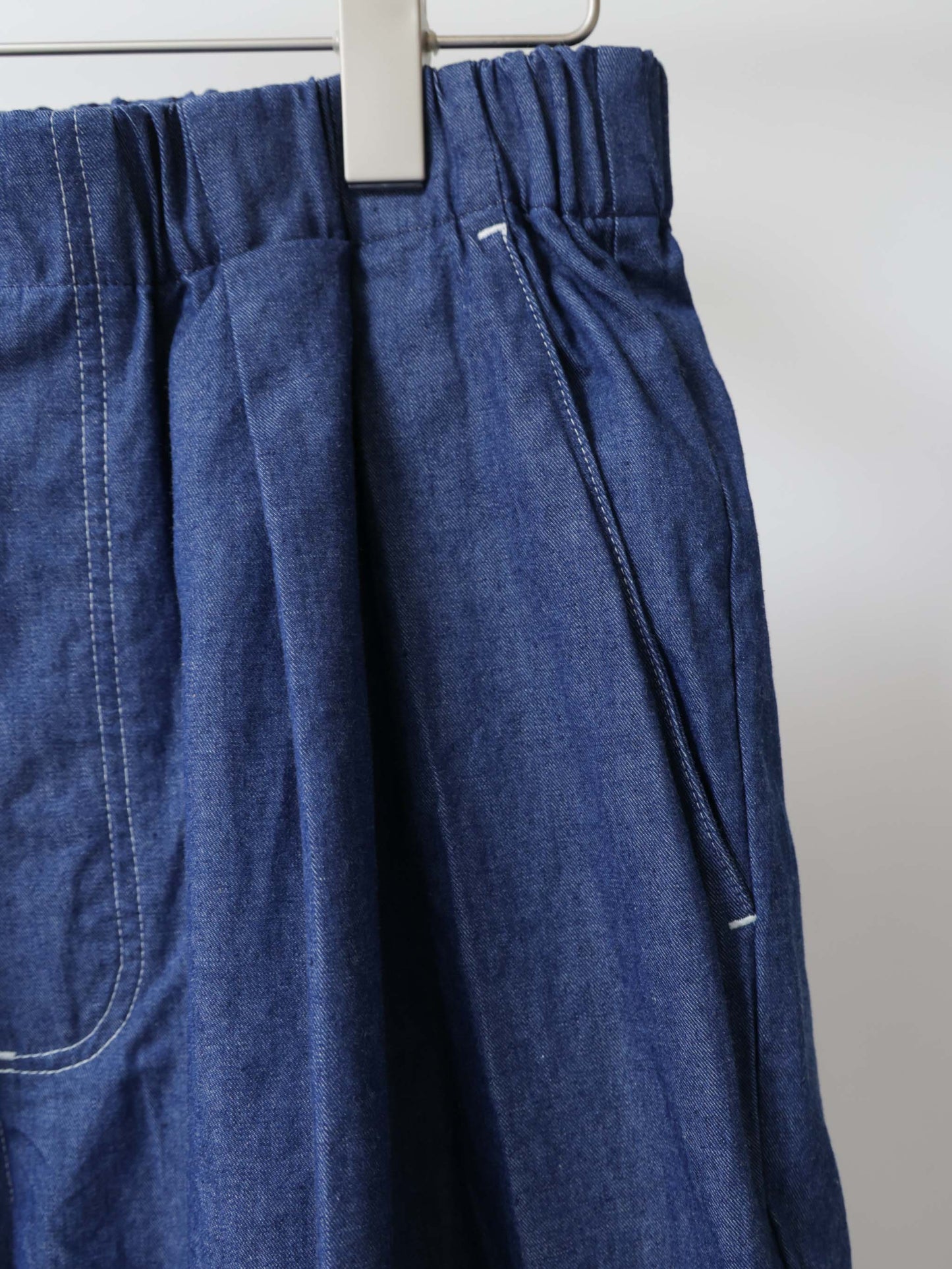denim tuck wide easy pants