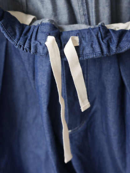 denim tuck wide easy pants