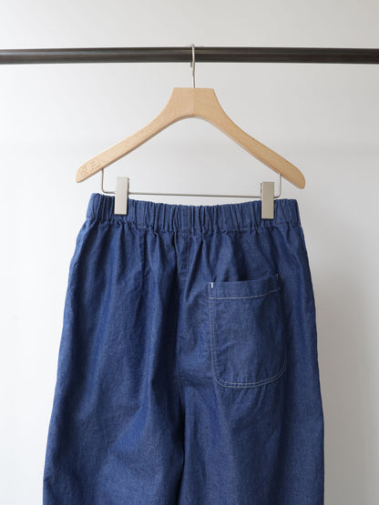 denim tuck wide easy pants