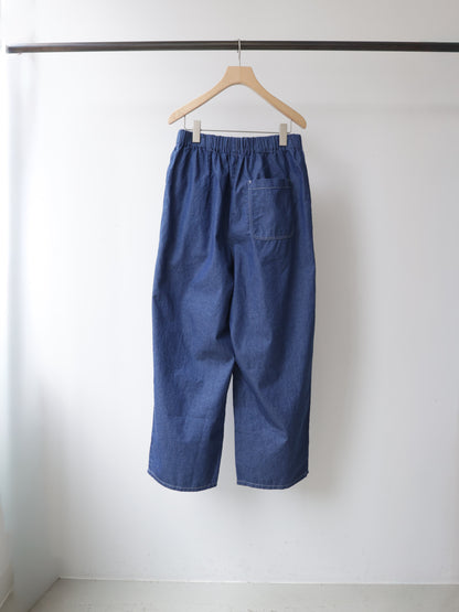 denim tuck wide easy pants