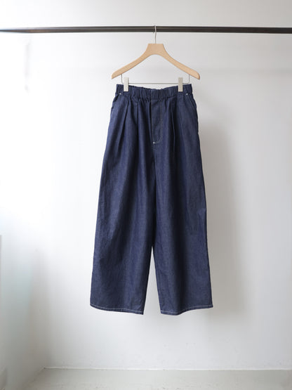 denim tuck wide easy pants