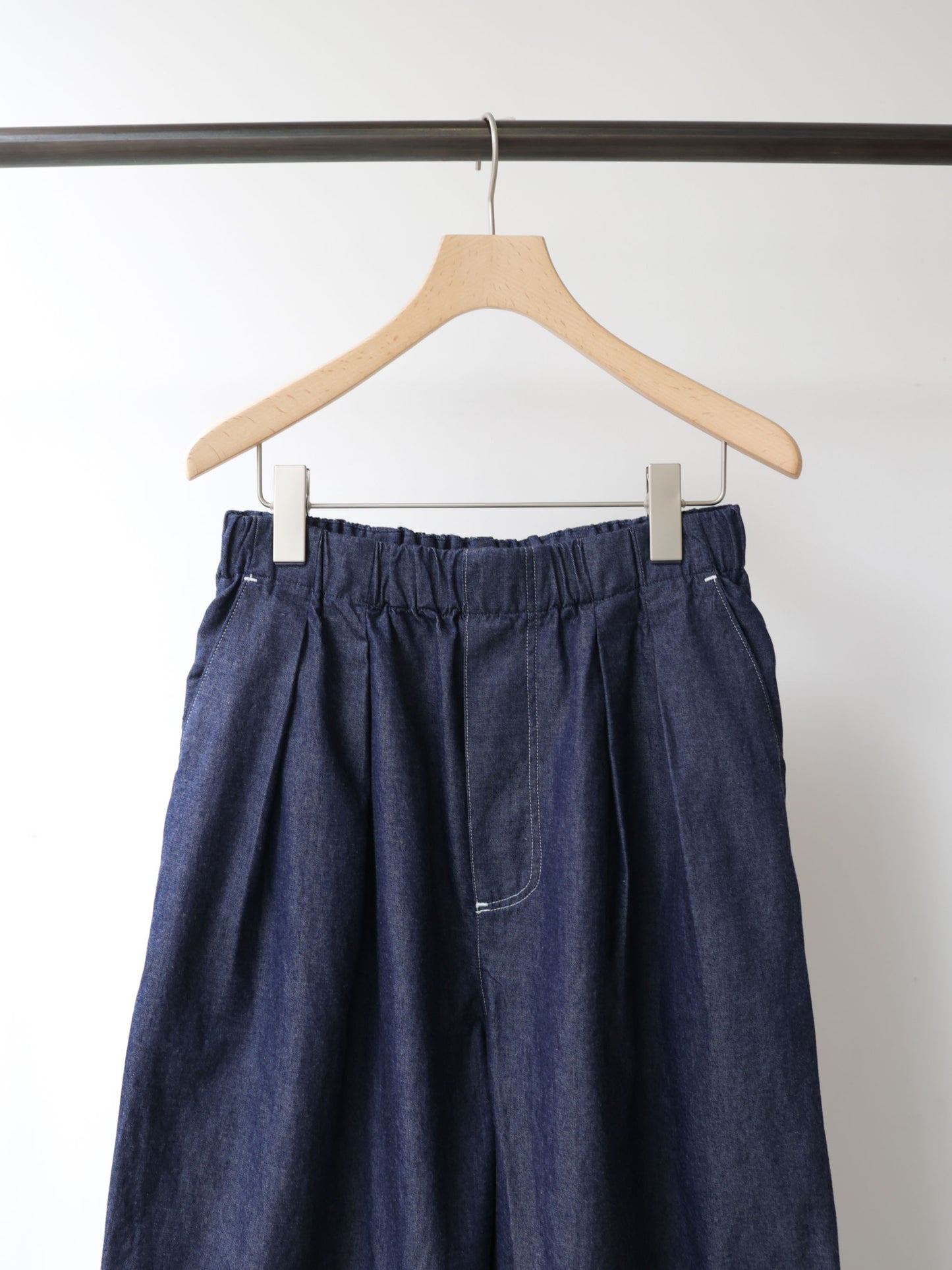denim tuck wide easy pants