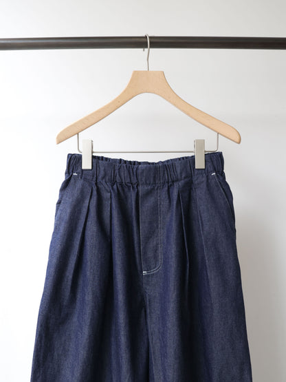 denim tuck wide easy pants