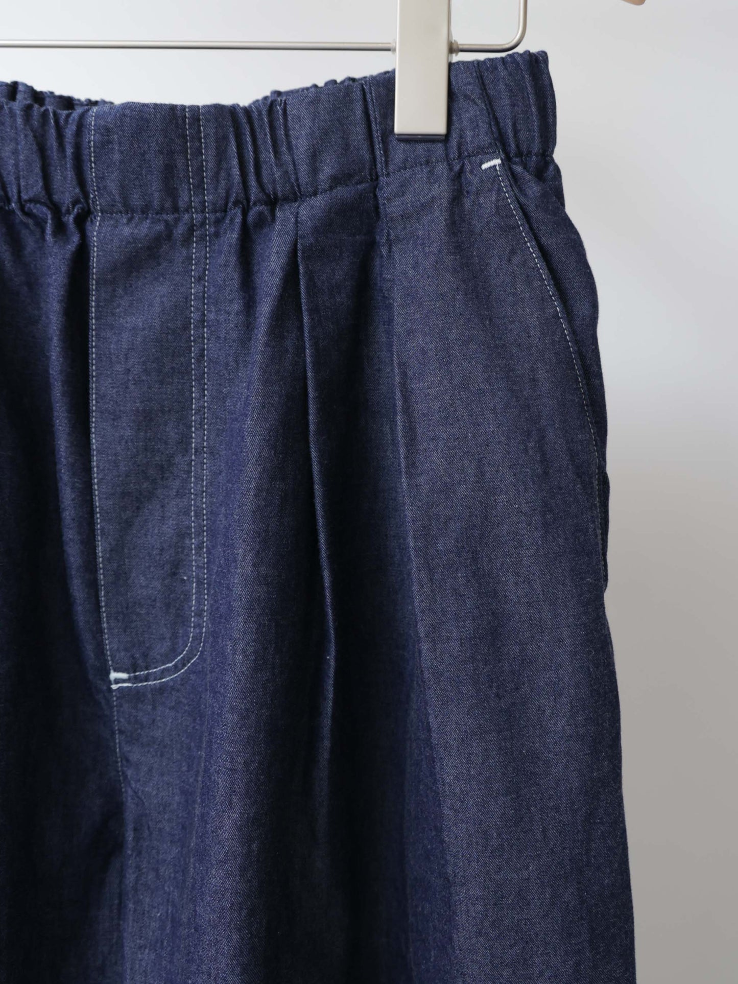denim tuck wide easy pants