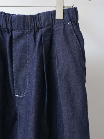 denim tuck wide easy pants