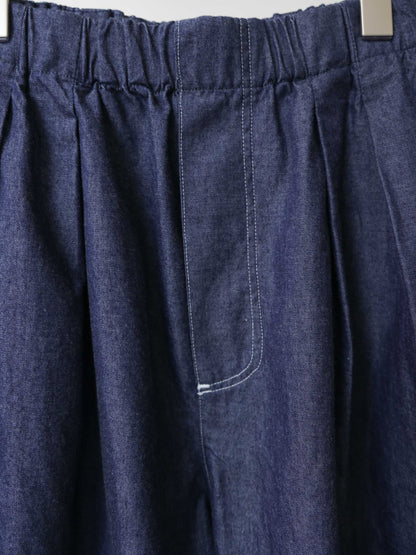 denim tuck wide easy pants