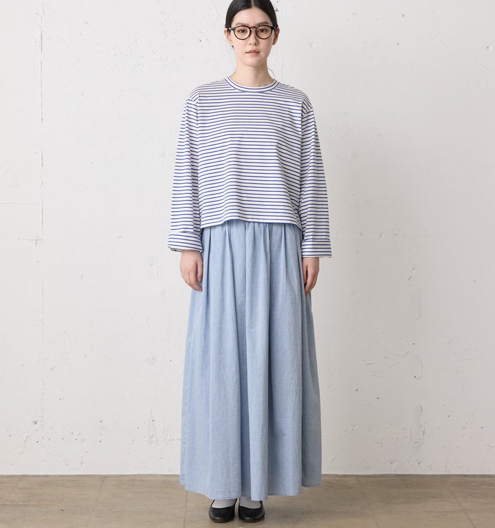 chambray gather skirt