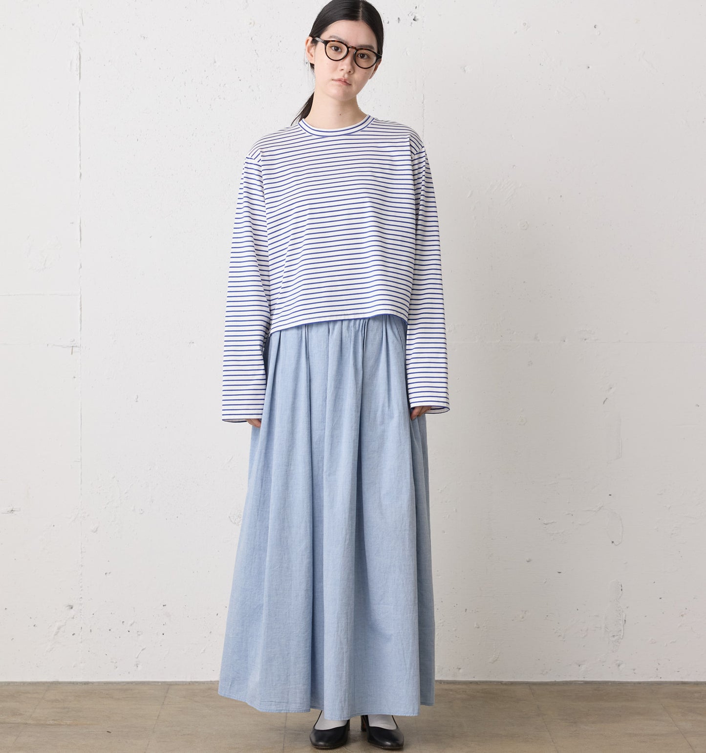 chambray gather skirt