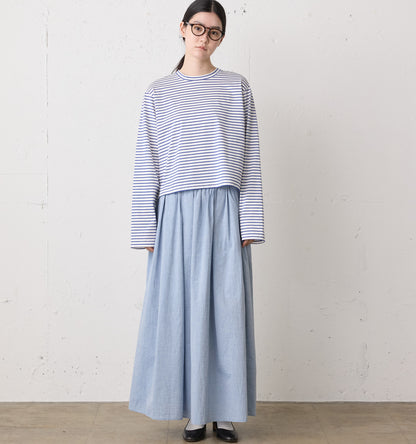 chambray gather skirt