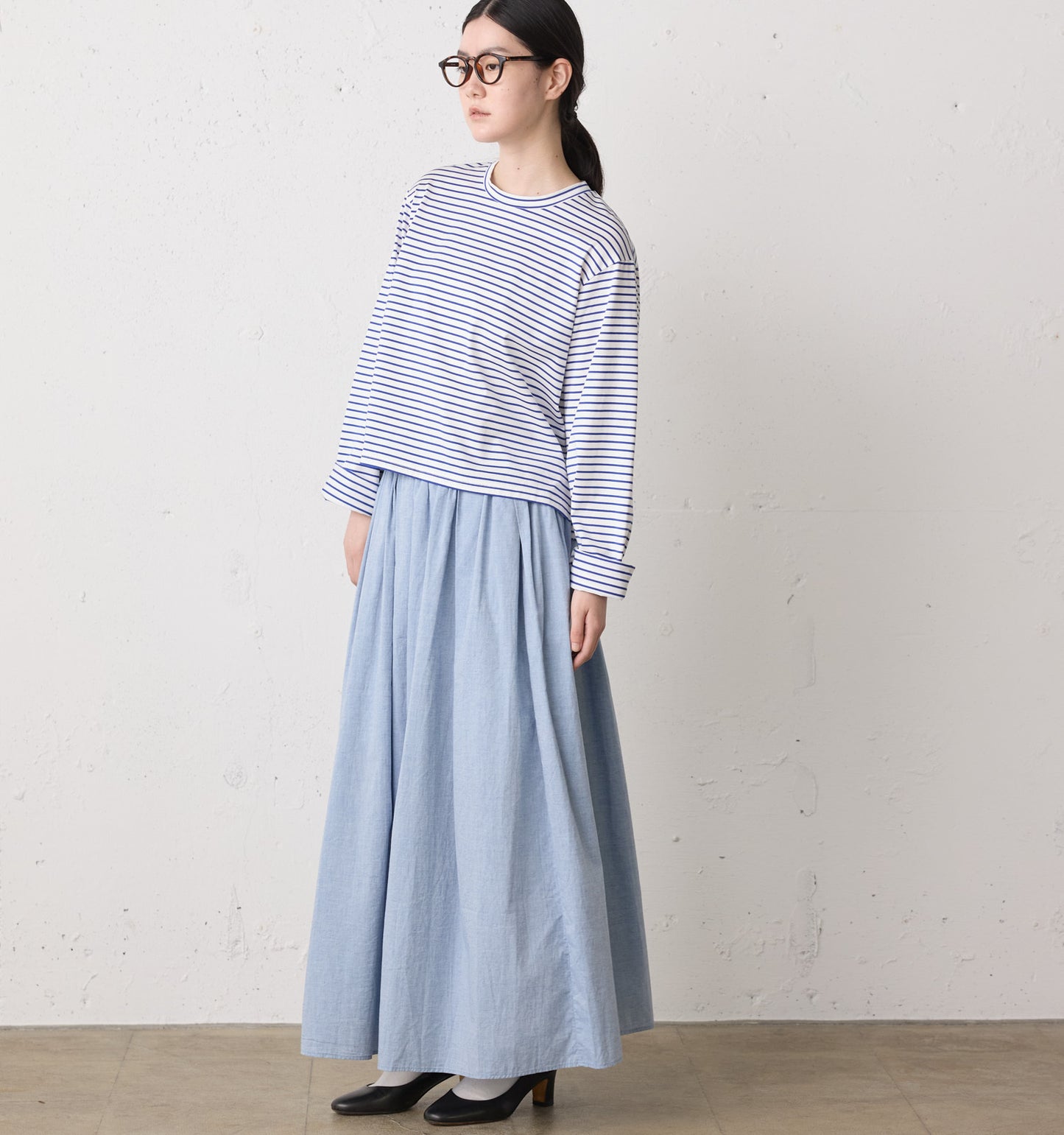chambray gather skirt