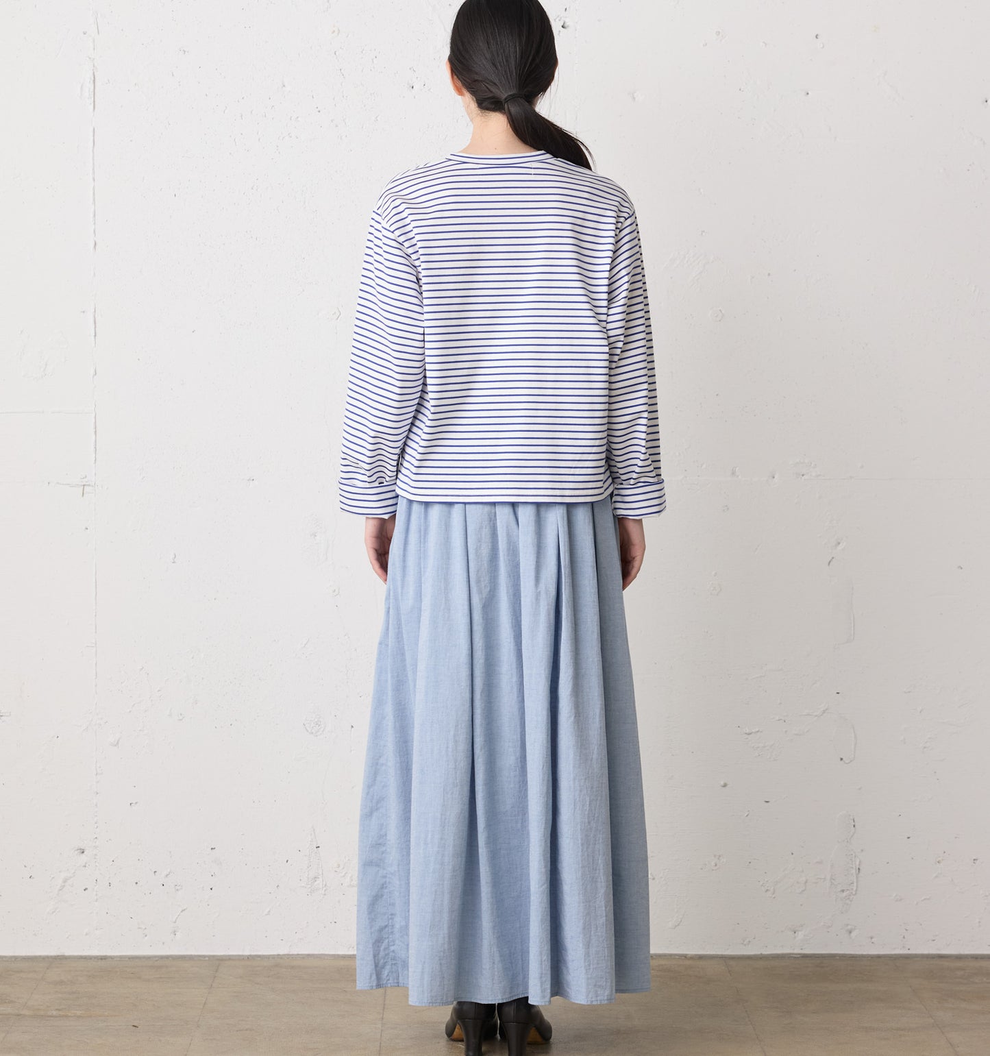 chambray gather skirt