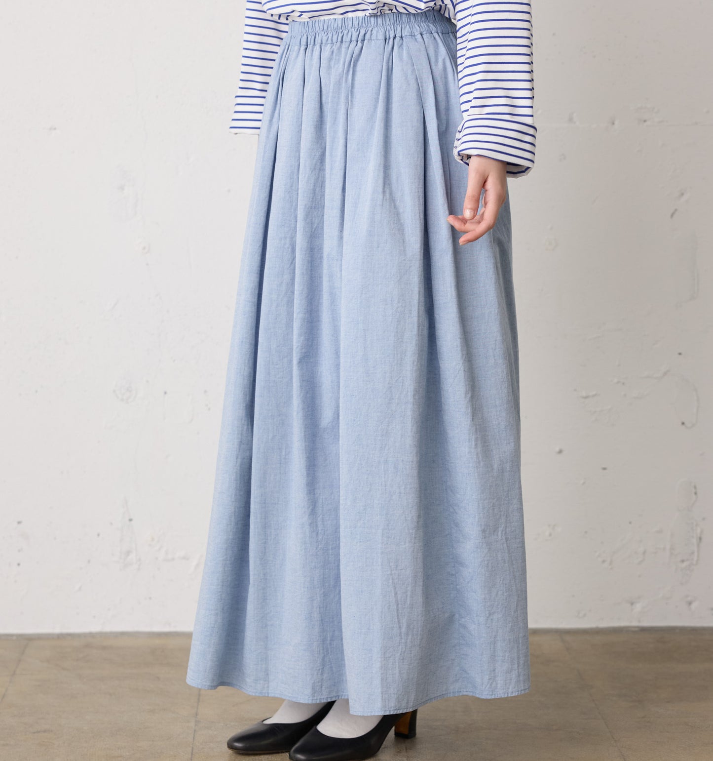 chambray gather skirt