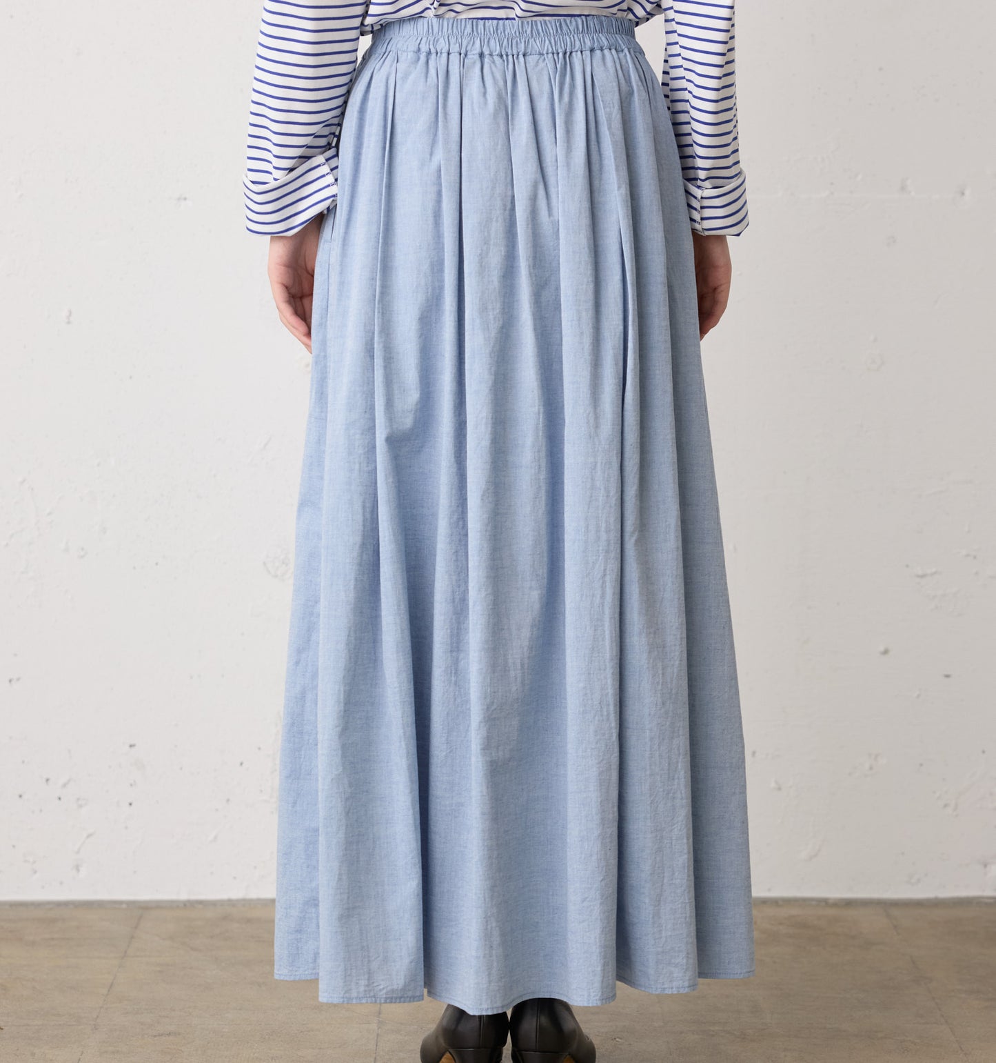 chambray gather skirt