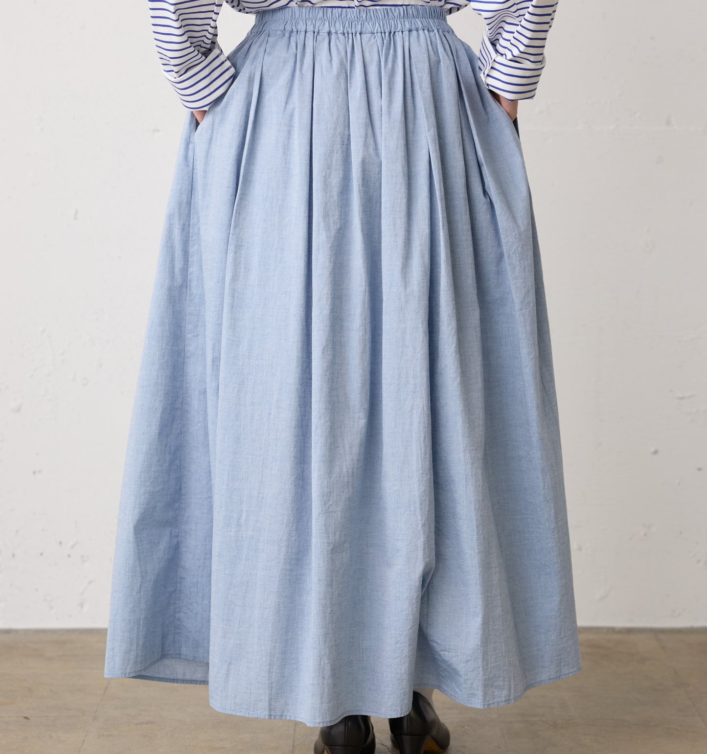 chambray gather skirt