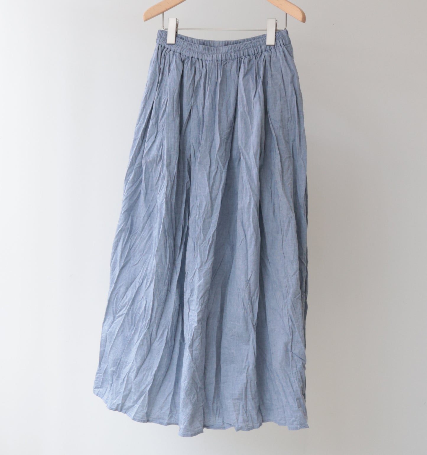 chambray gather skirt