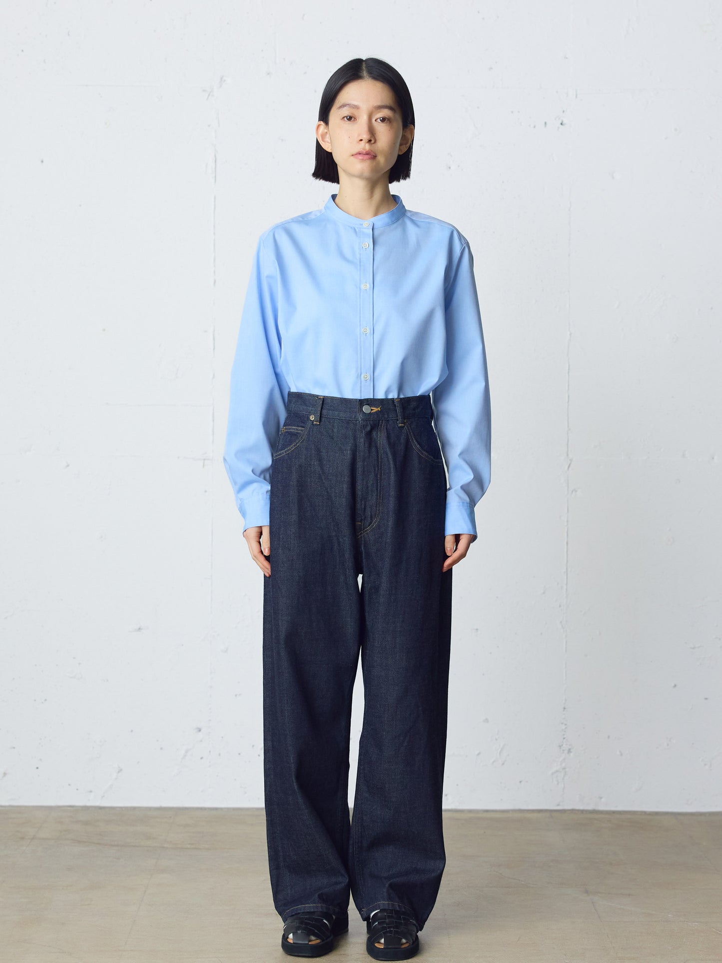 high waist straight denim