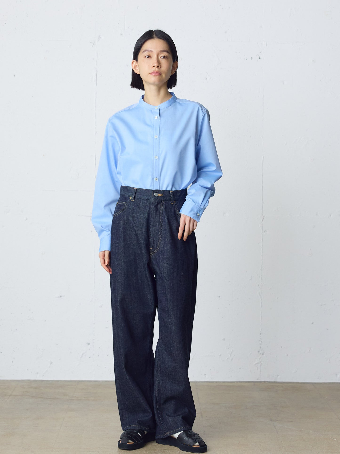 high waist straight denim