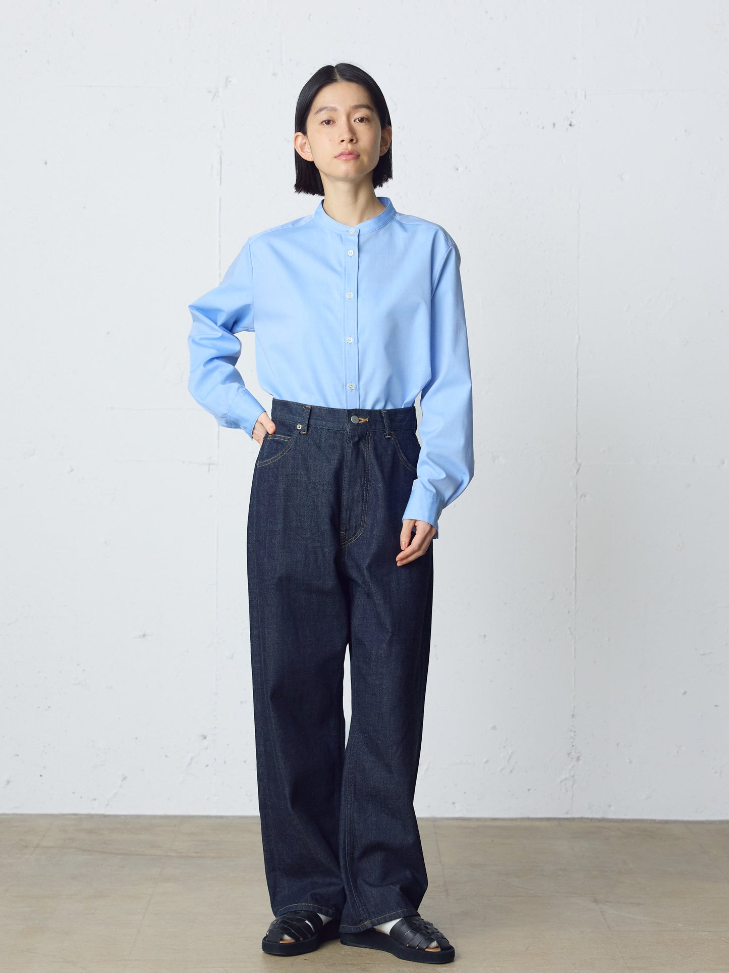 high waist straight denim