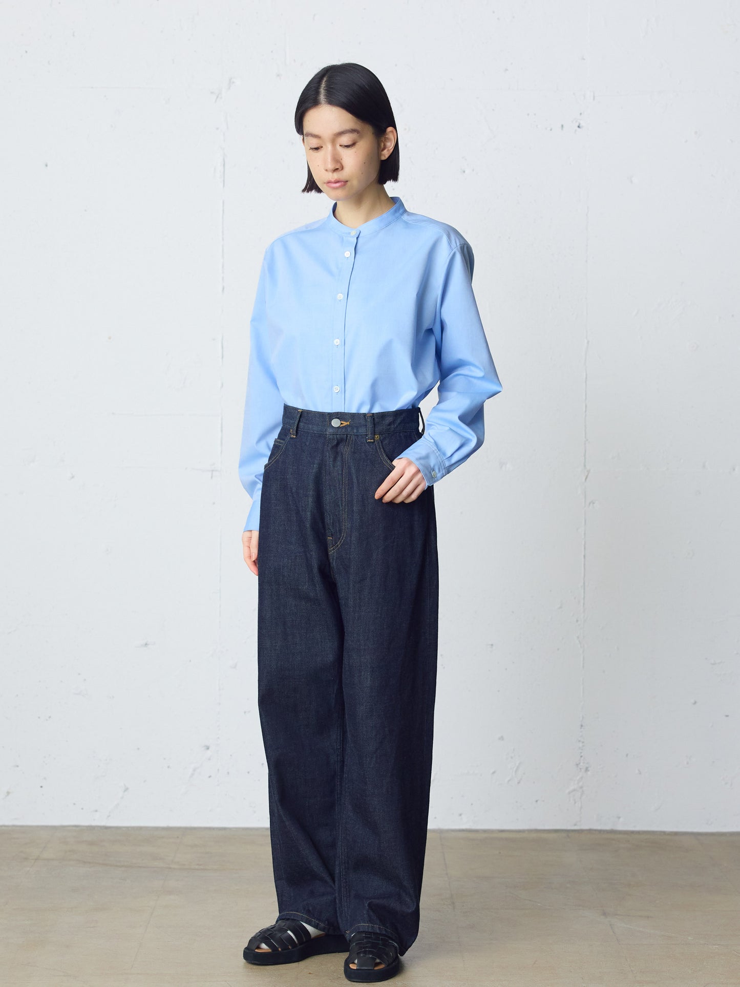 high waist straight denim