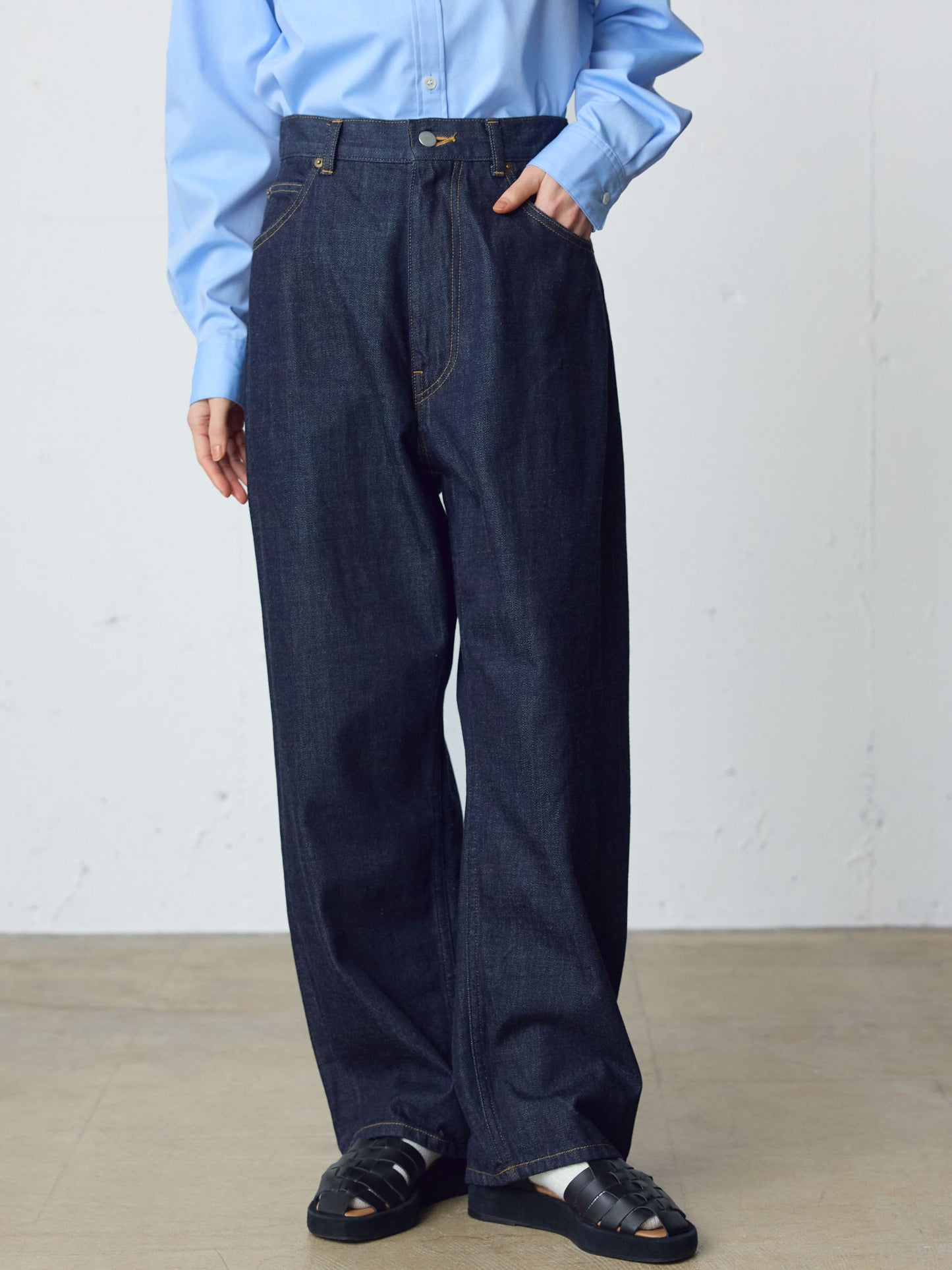 high waist straight denim