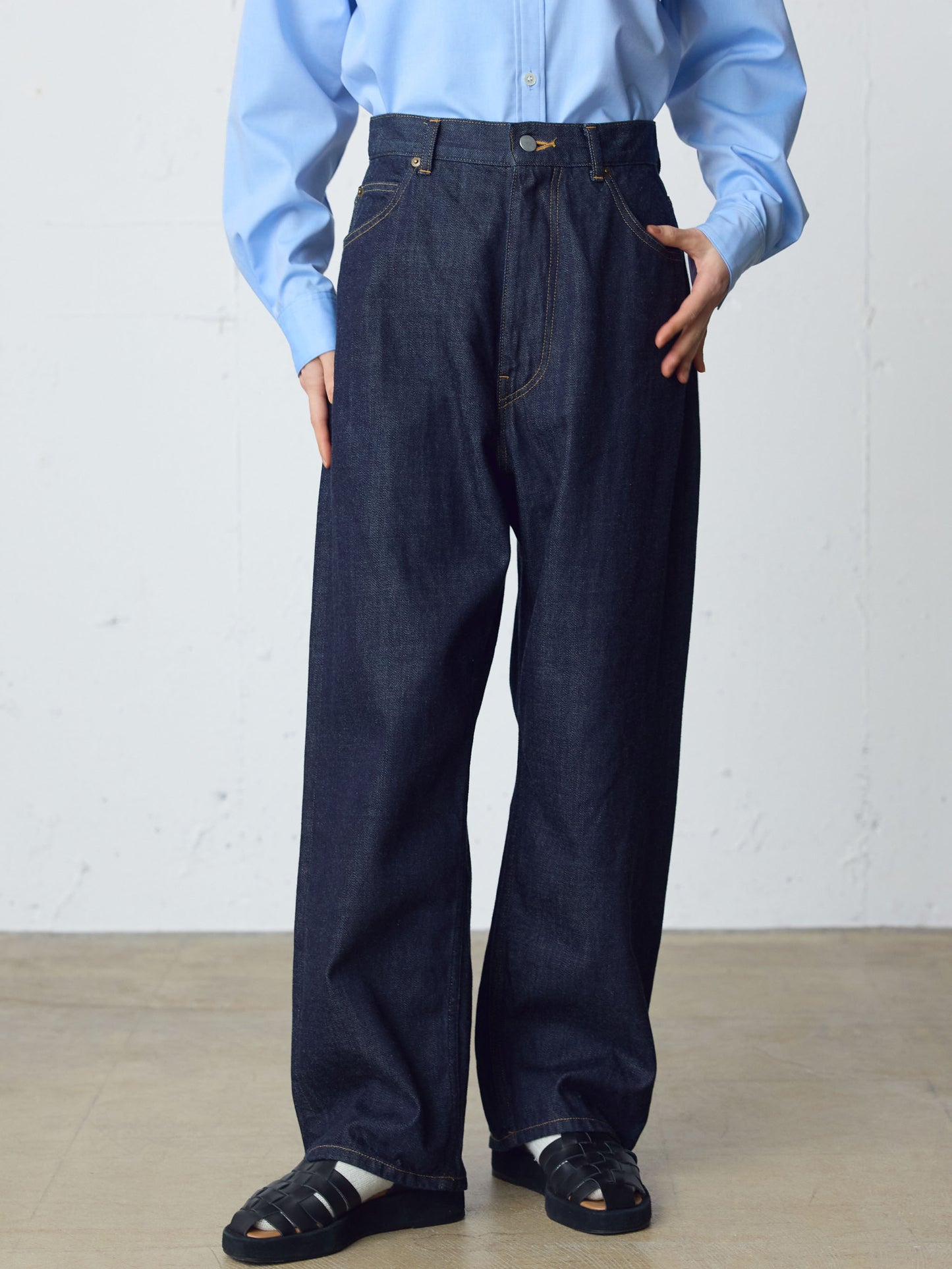 high waist straight denim