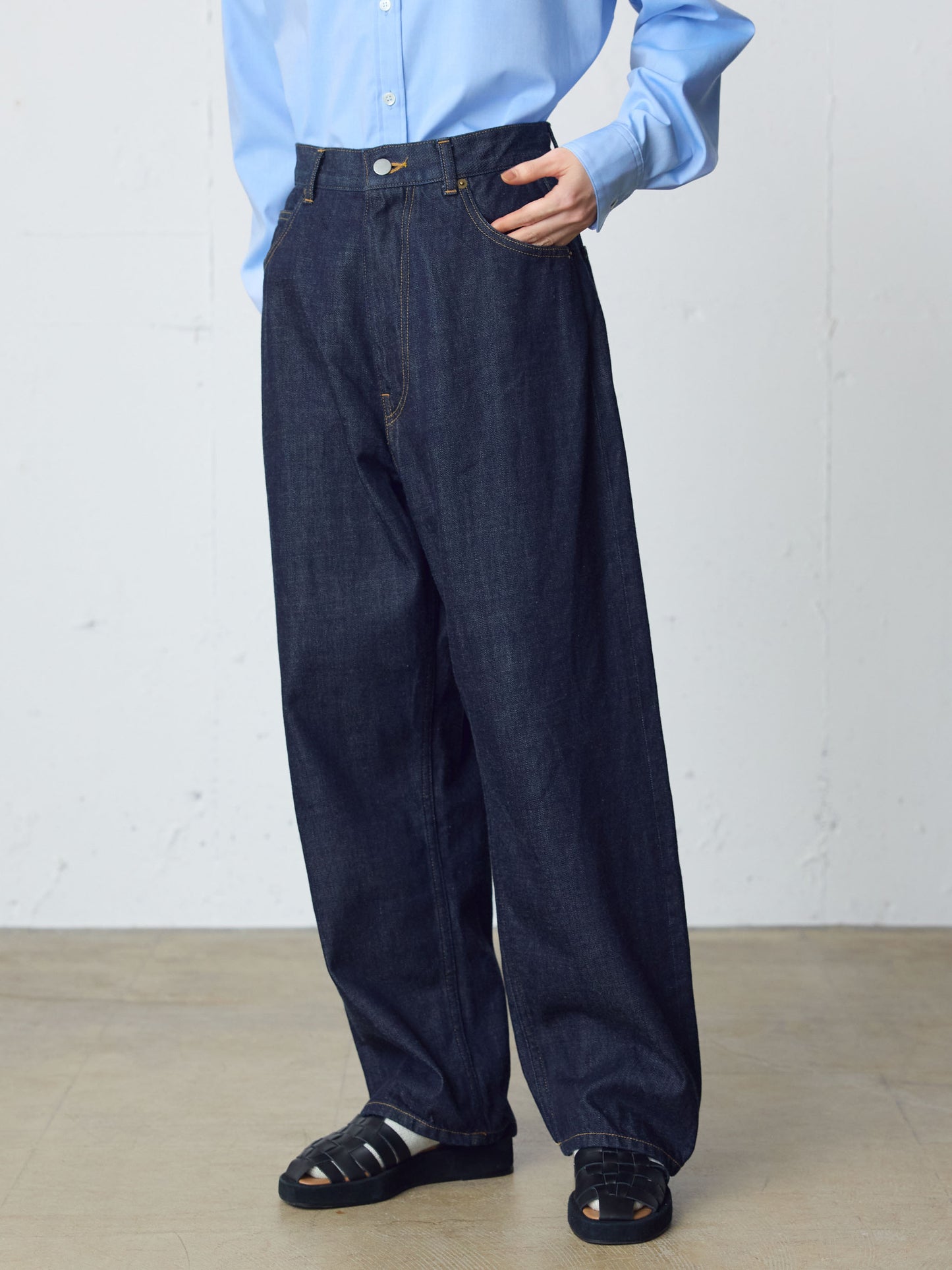 high waist straight denim