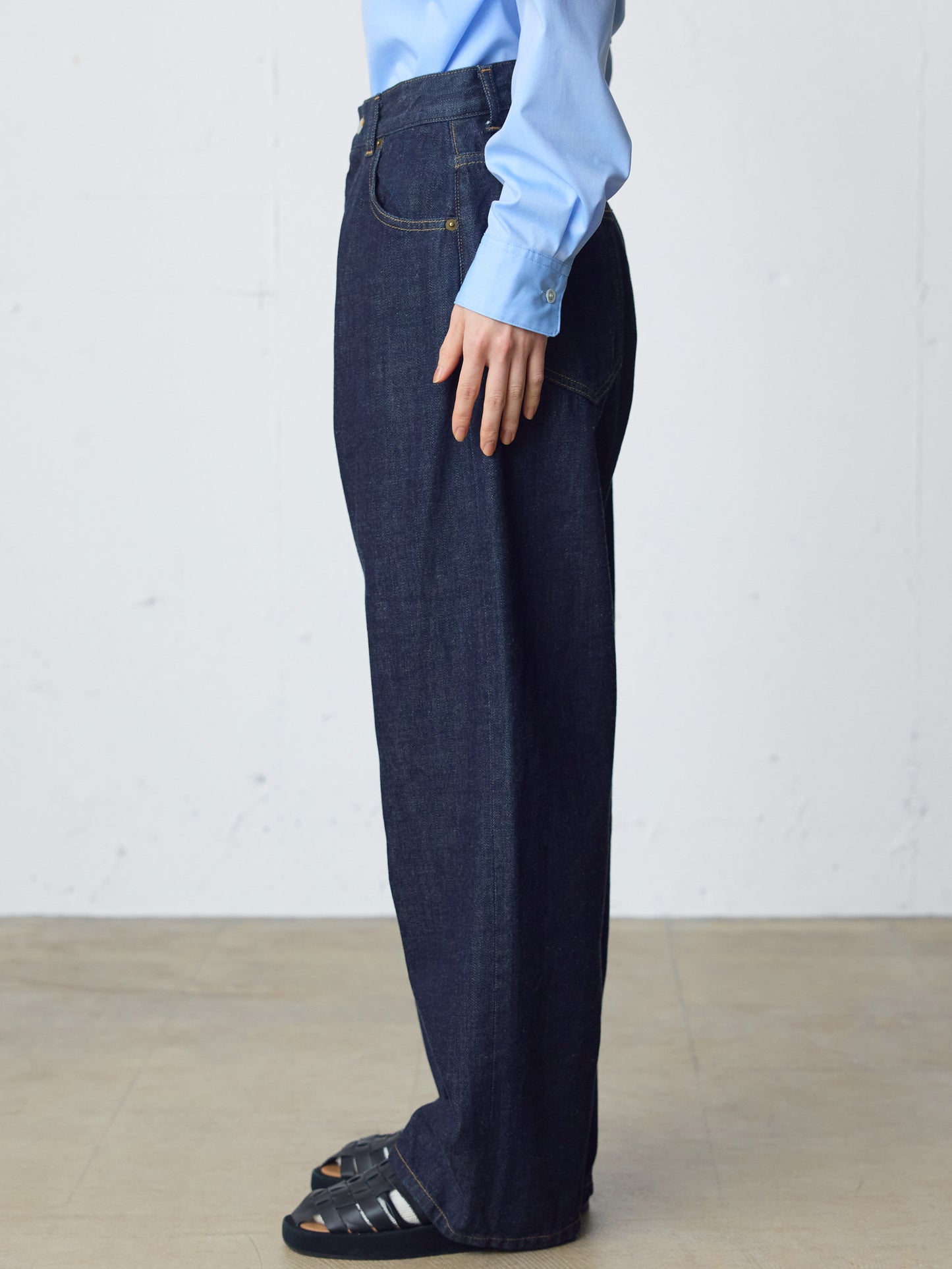 high waist straight denim