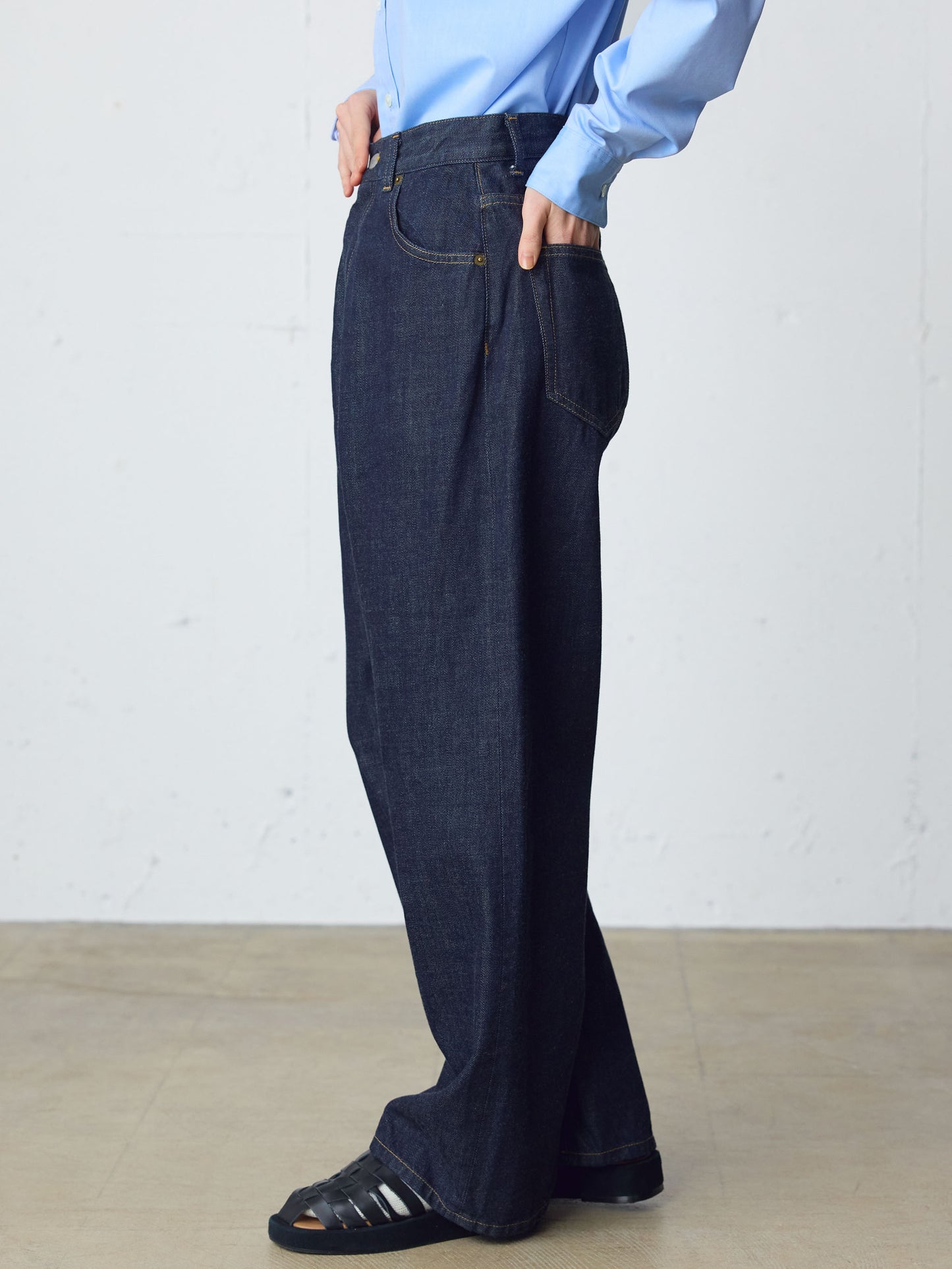 high waist straight denim