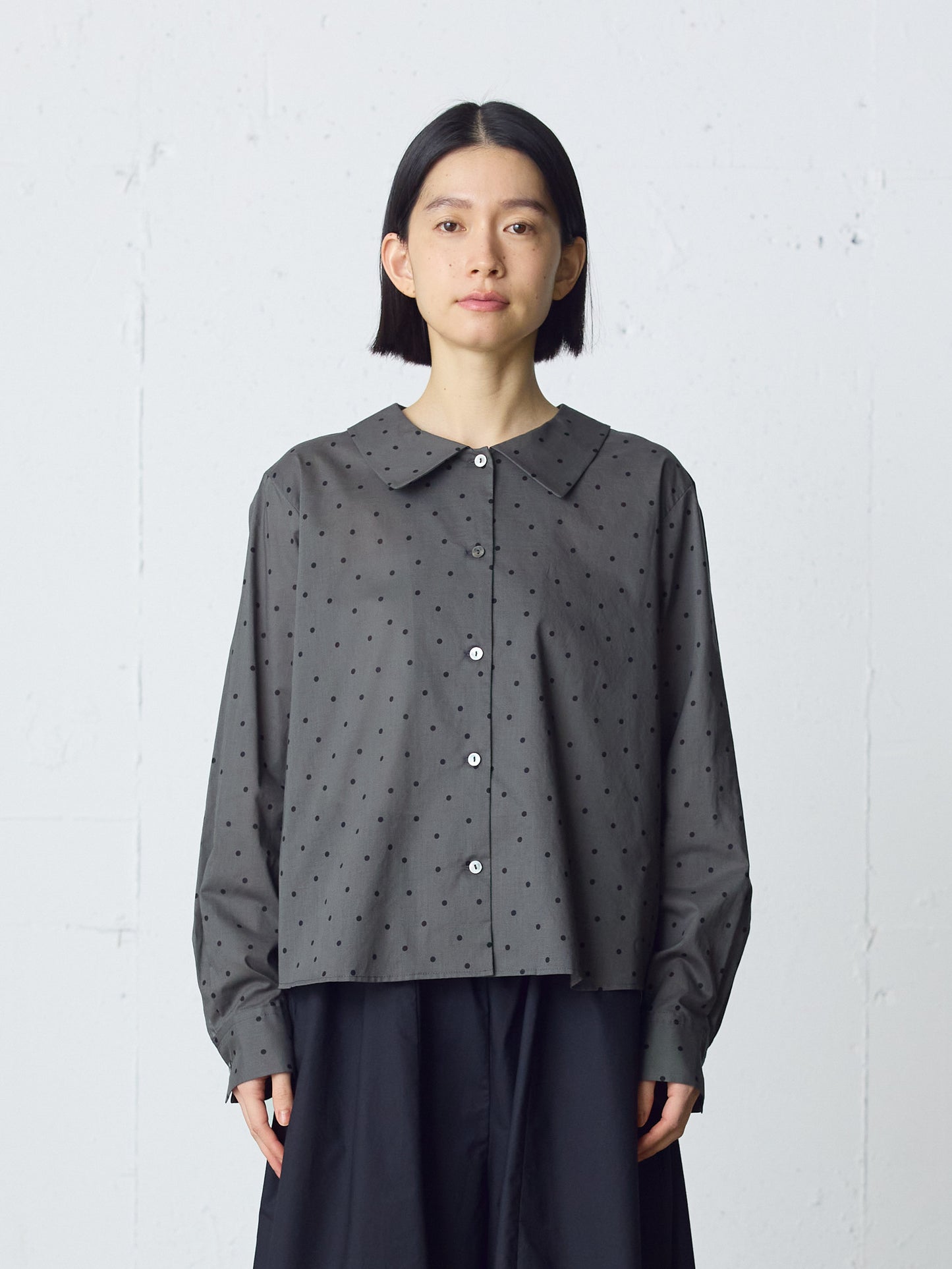 flat collar dots shirt