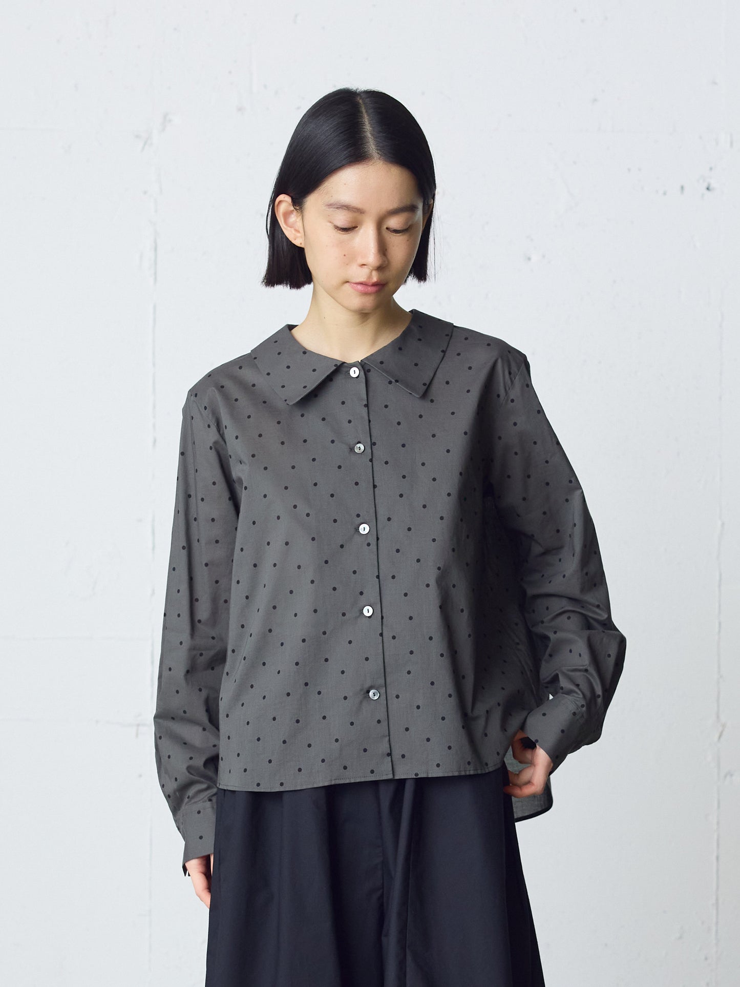 flat collar dots shirt