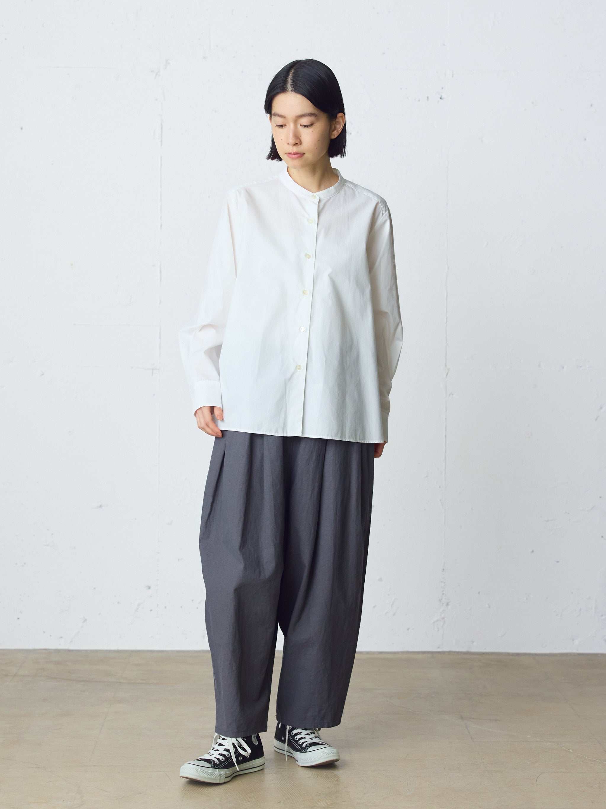 cottonlinen wide easy tapered pants