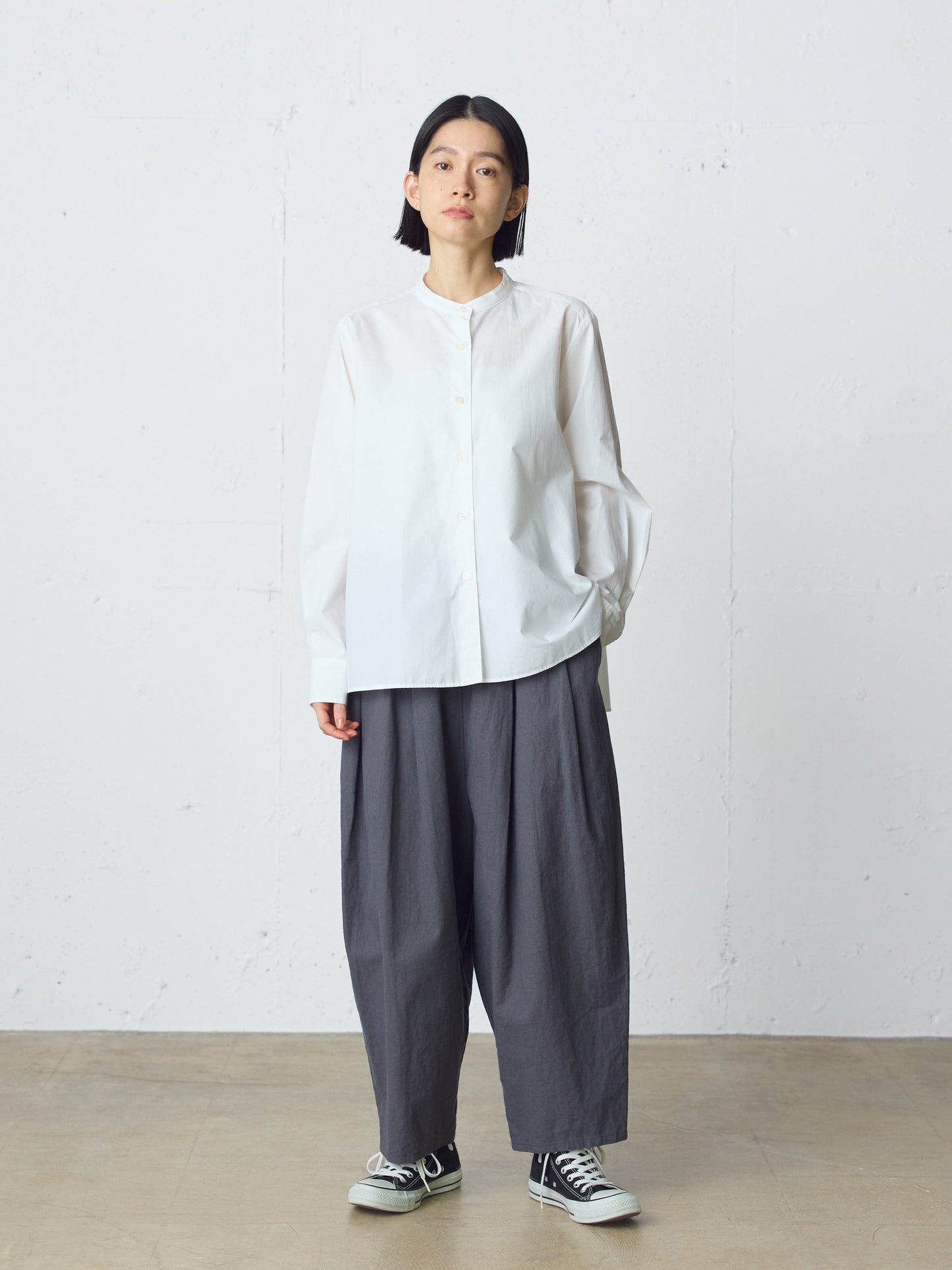 cottonlinen wide easy tapered pants