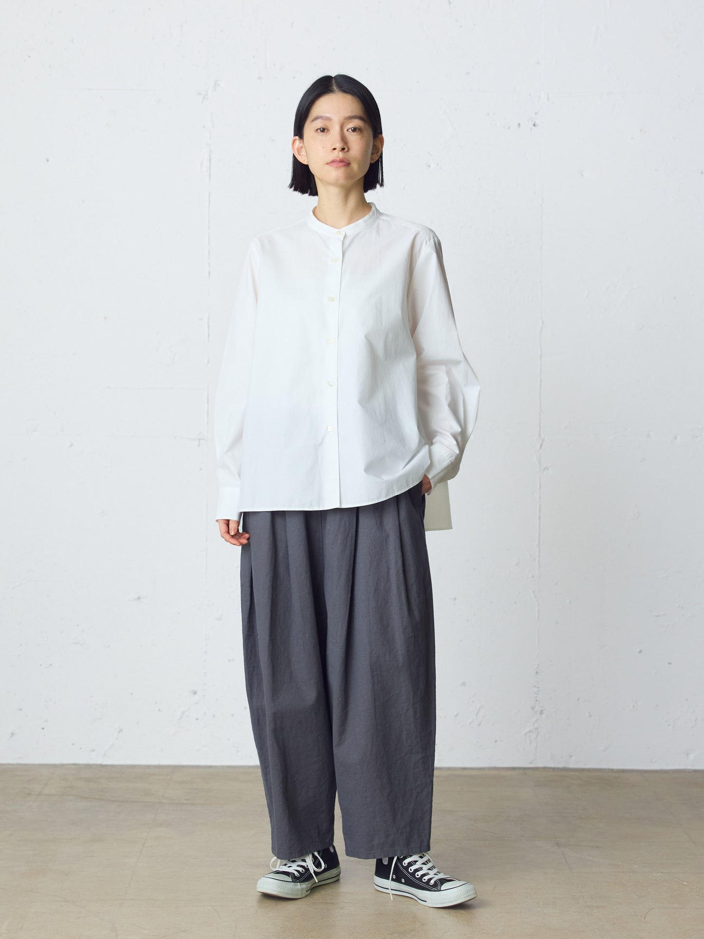 cottonlinen wide easy tapered pants