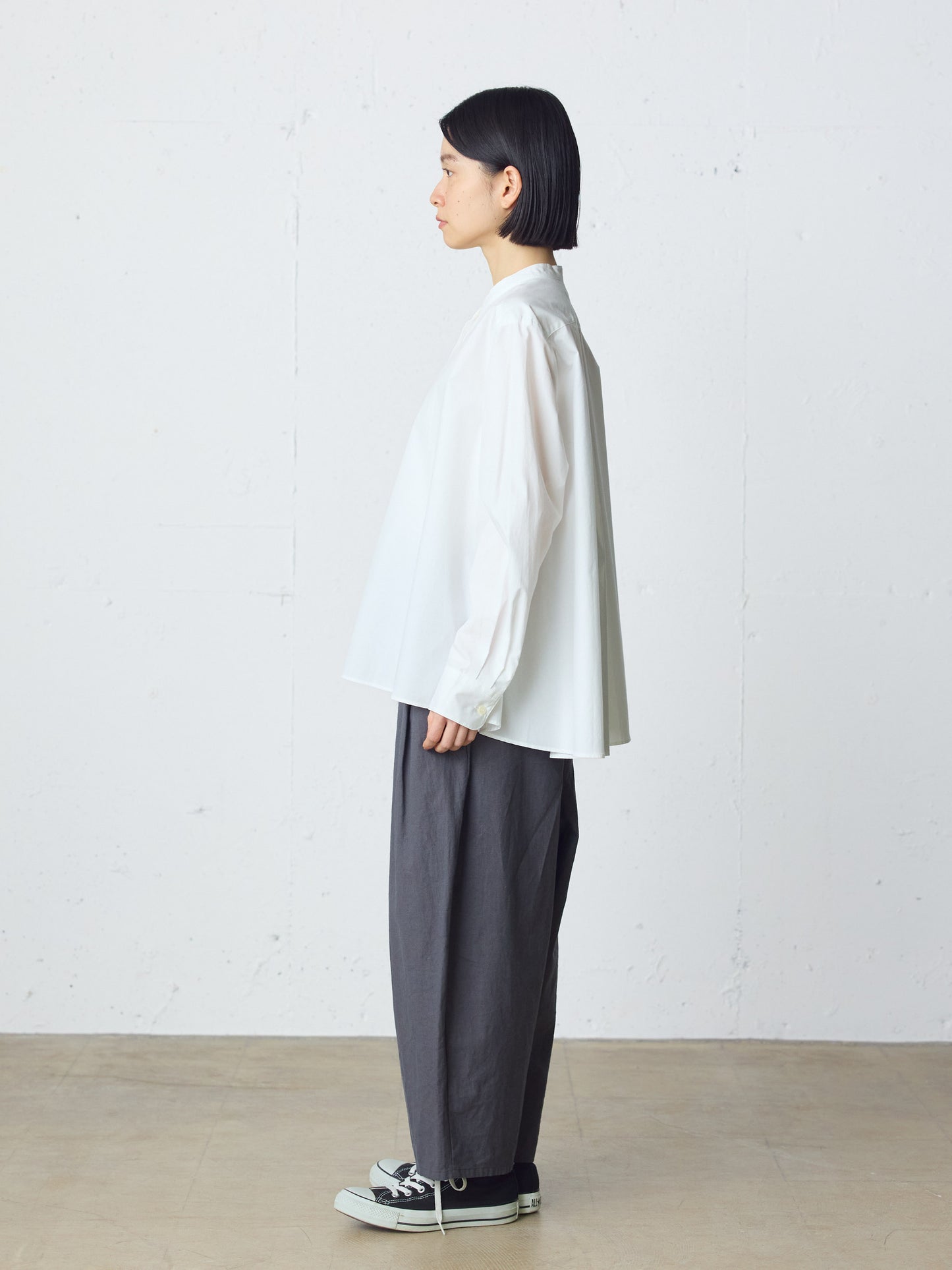 cottonlinen wide easy tapered pants