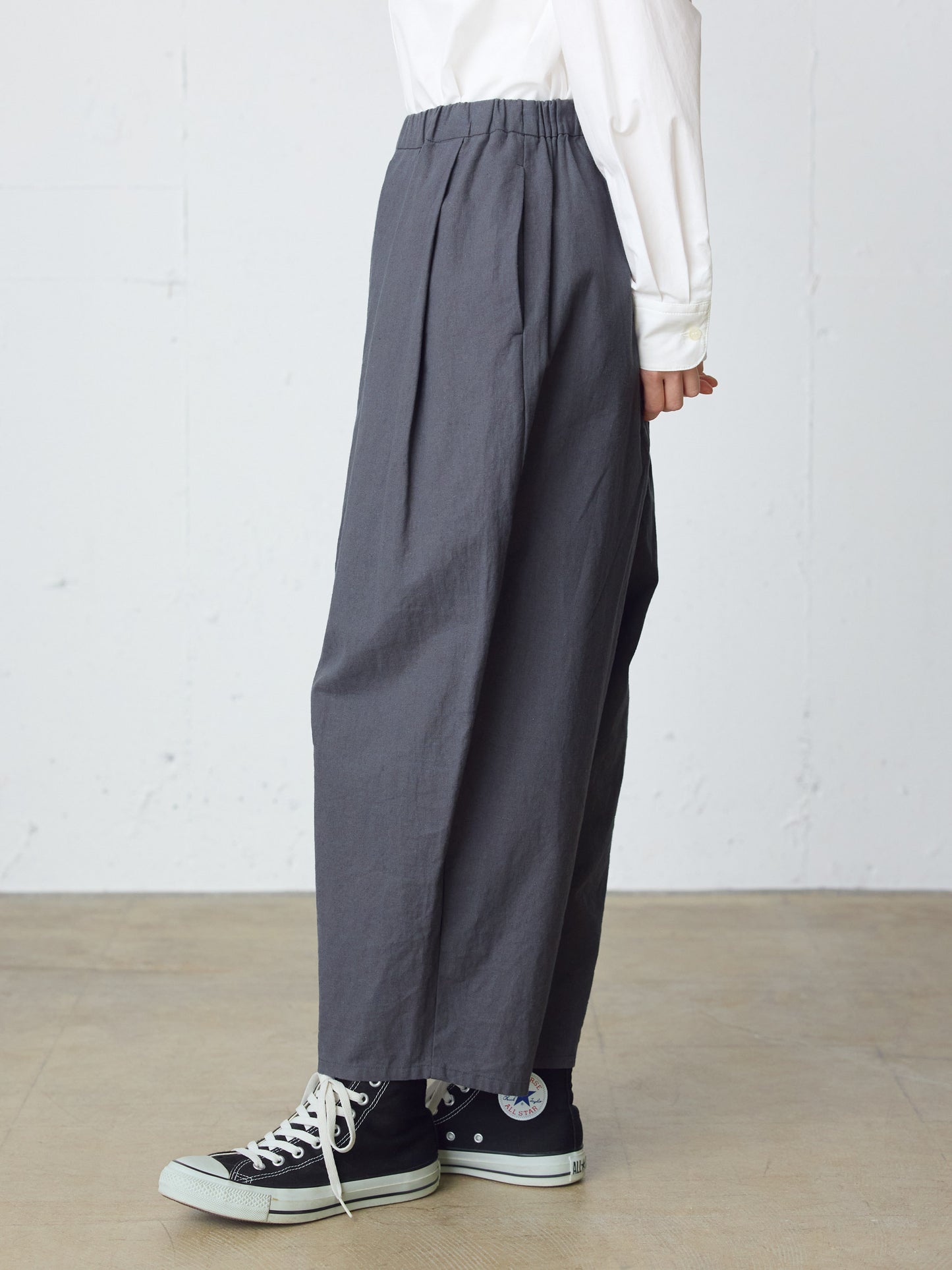 cottonlinen wide easy tapered pants
