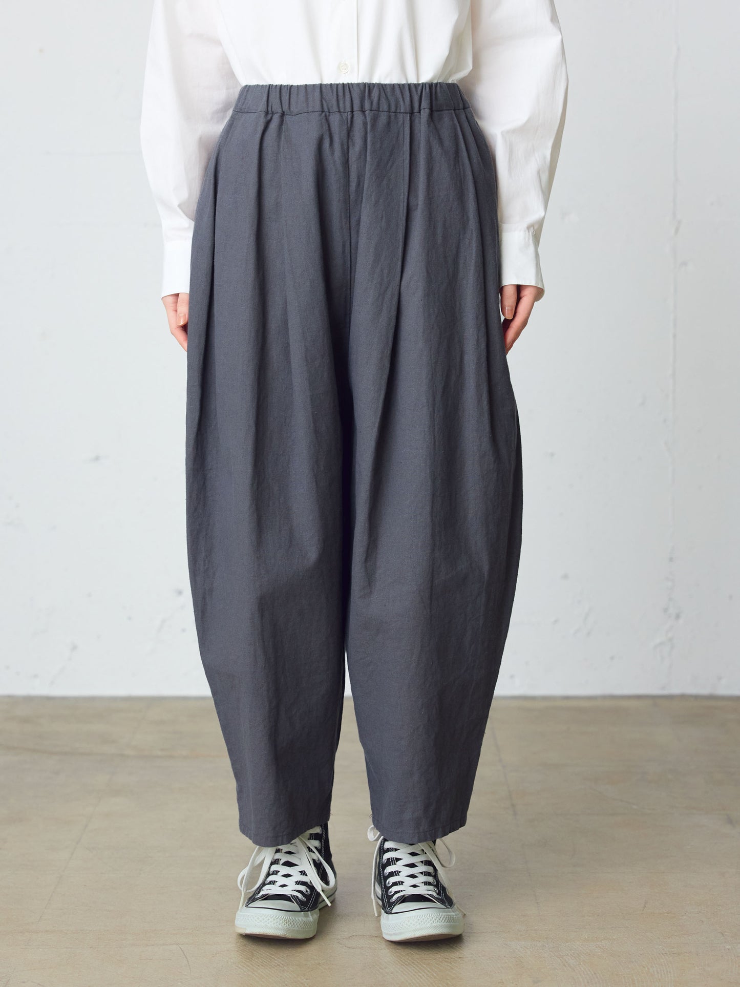 cottonlinen wide easy tapered pants