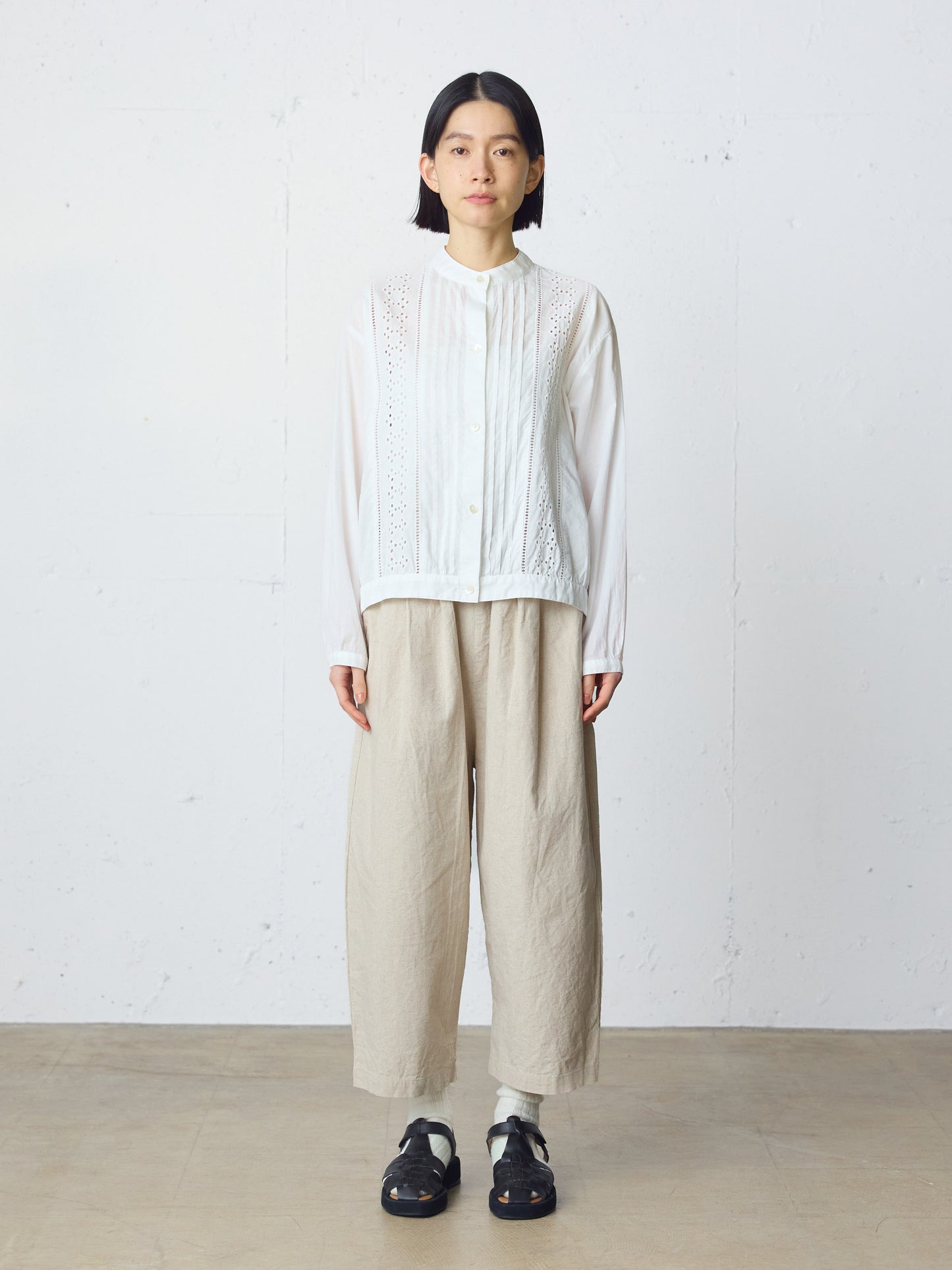 cotton linen wide easy pants