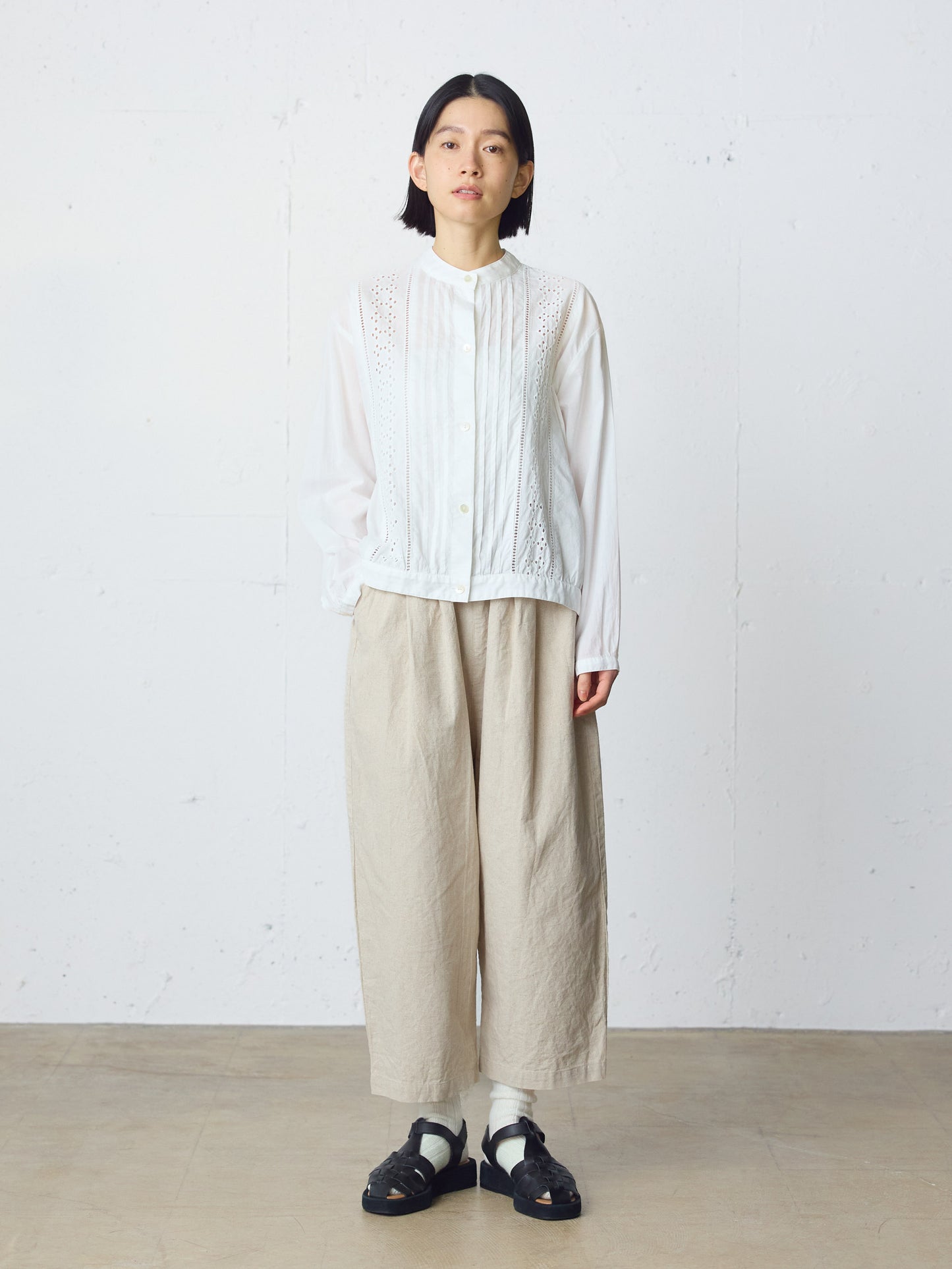 cotton linen wide easy pants