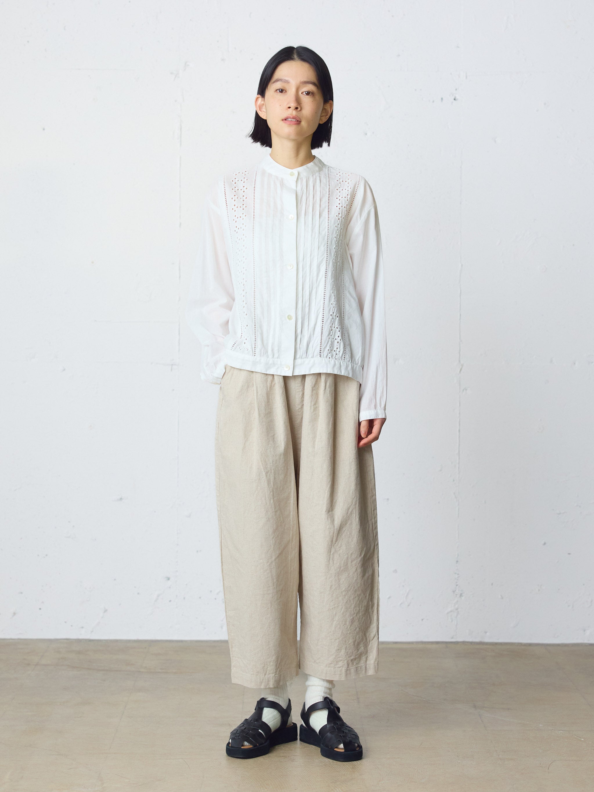 cotton linen wide easy pants