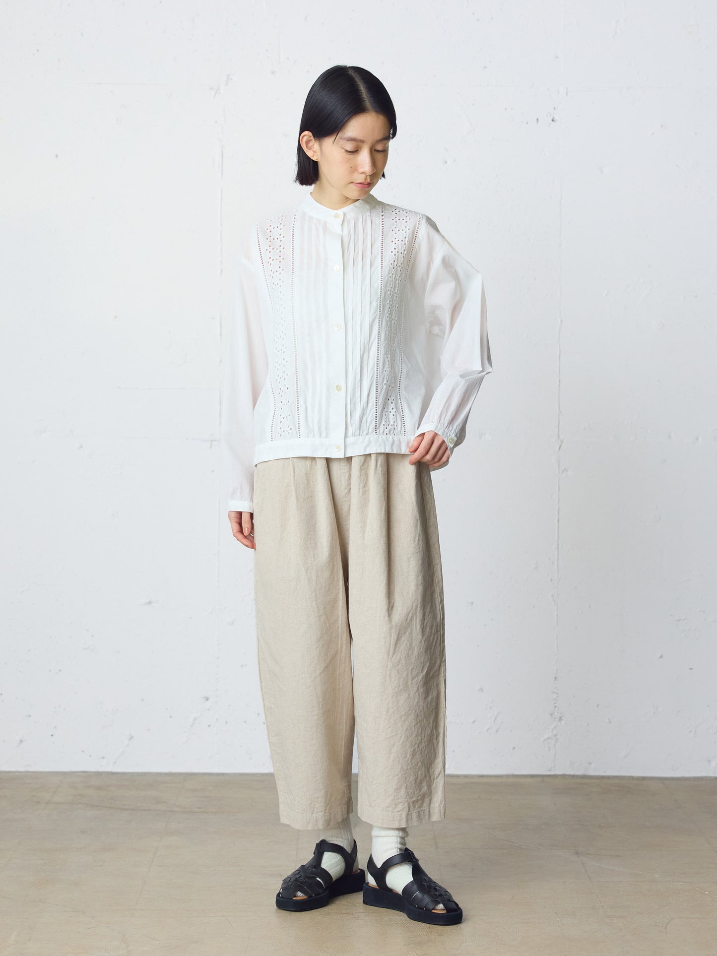 cotton linen wide easy pants