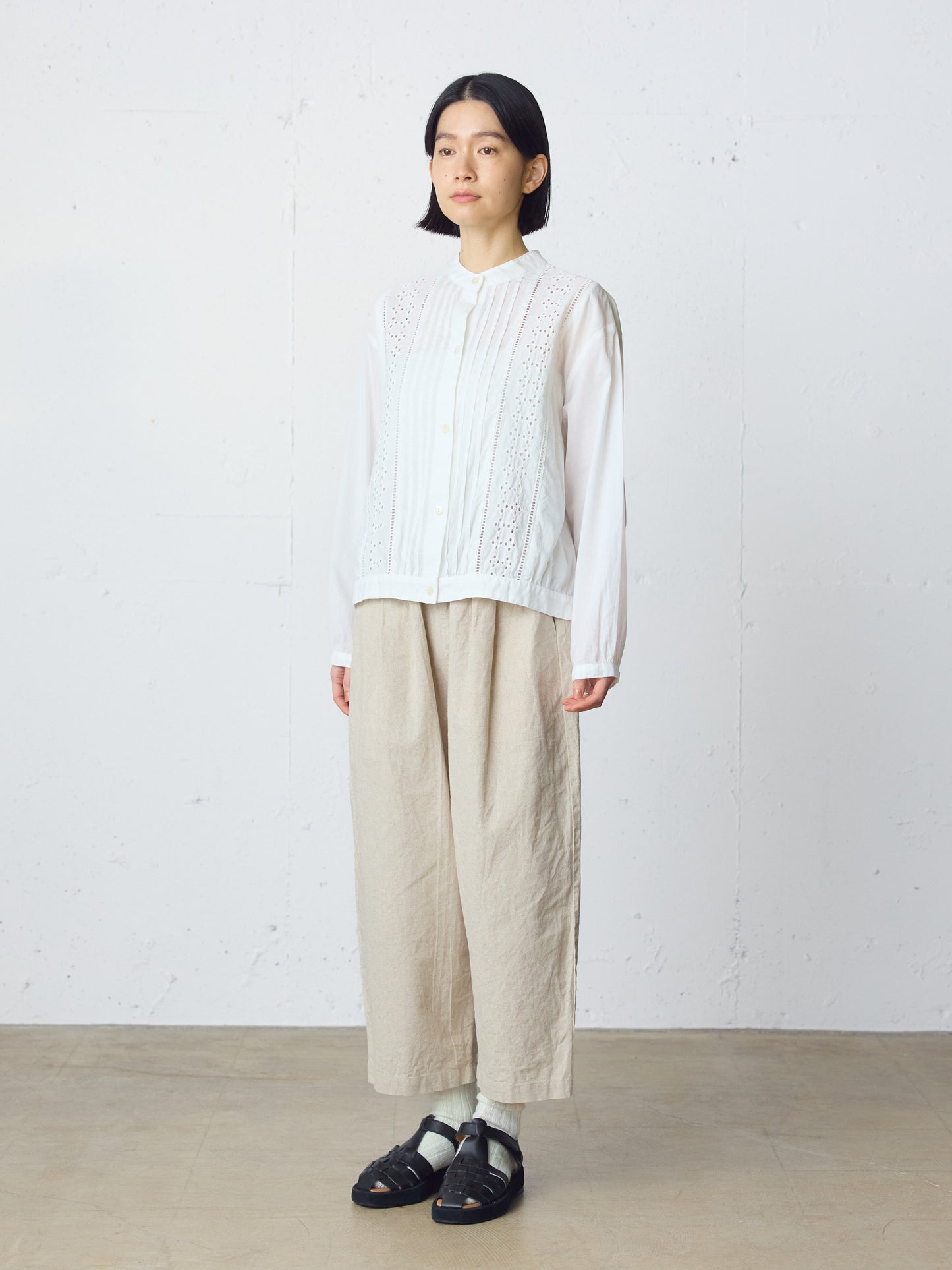 cotton linen wide easy pants
