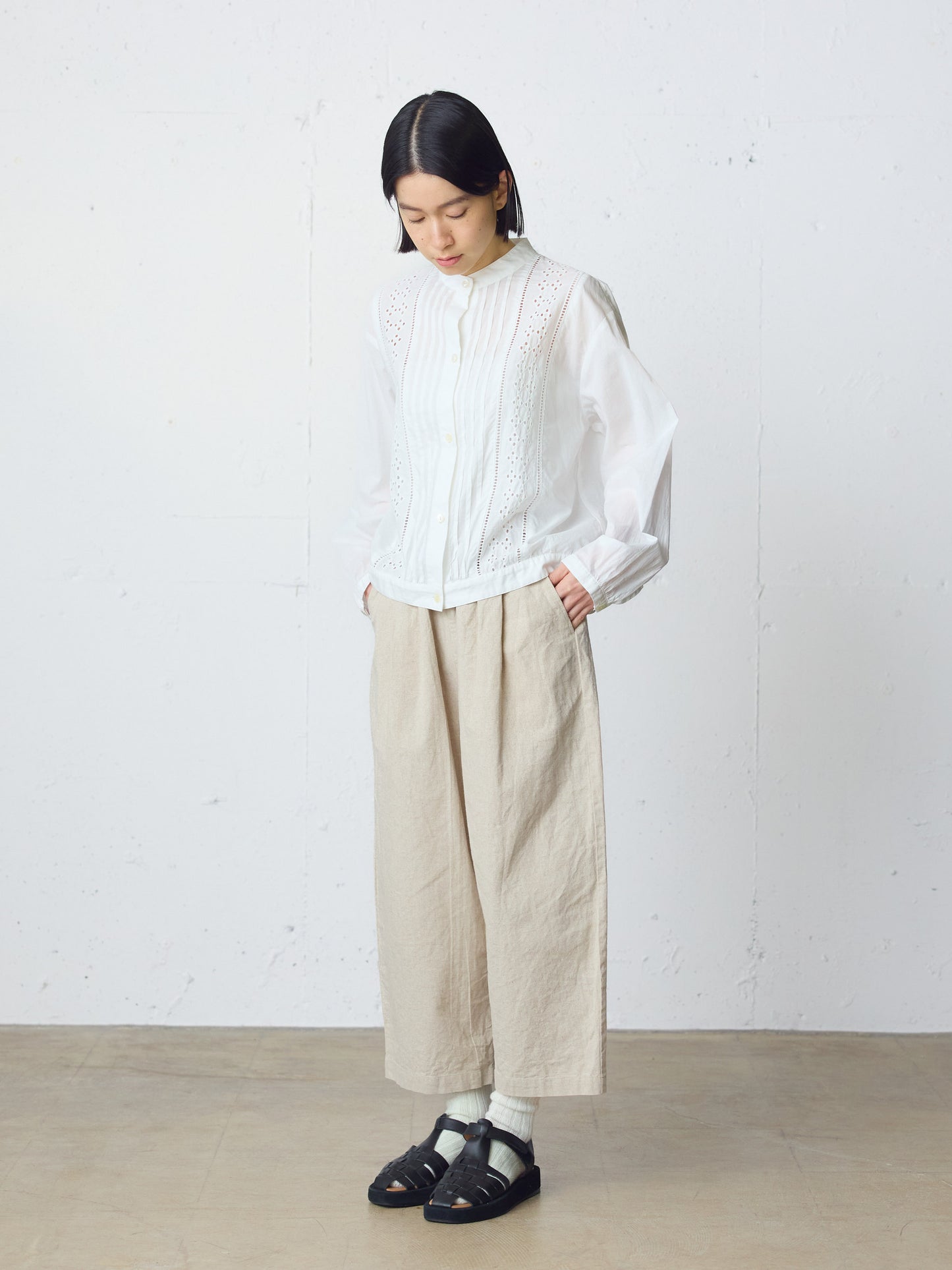 cotton linen wide easy pants