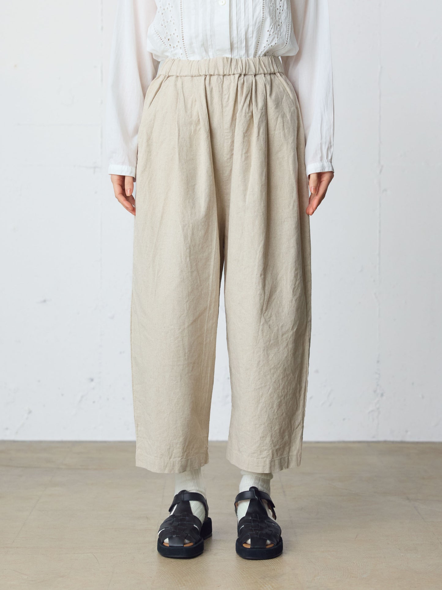 cotton linen wide easy pants