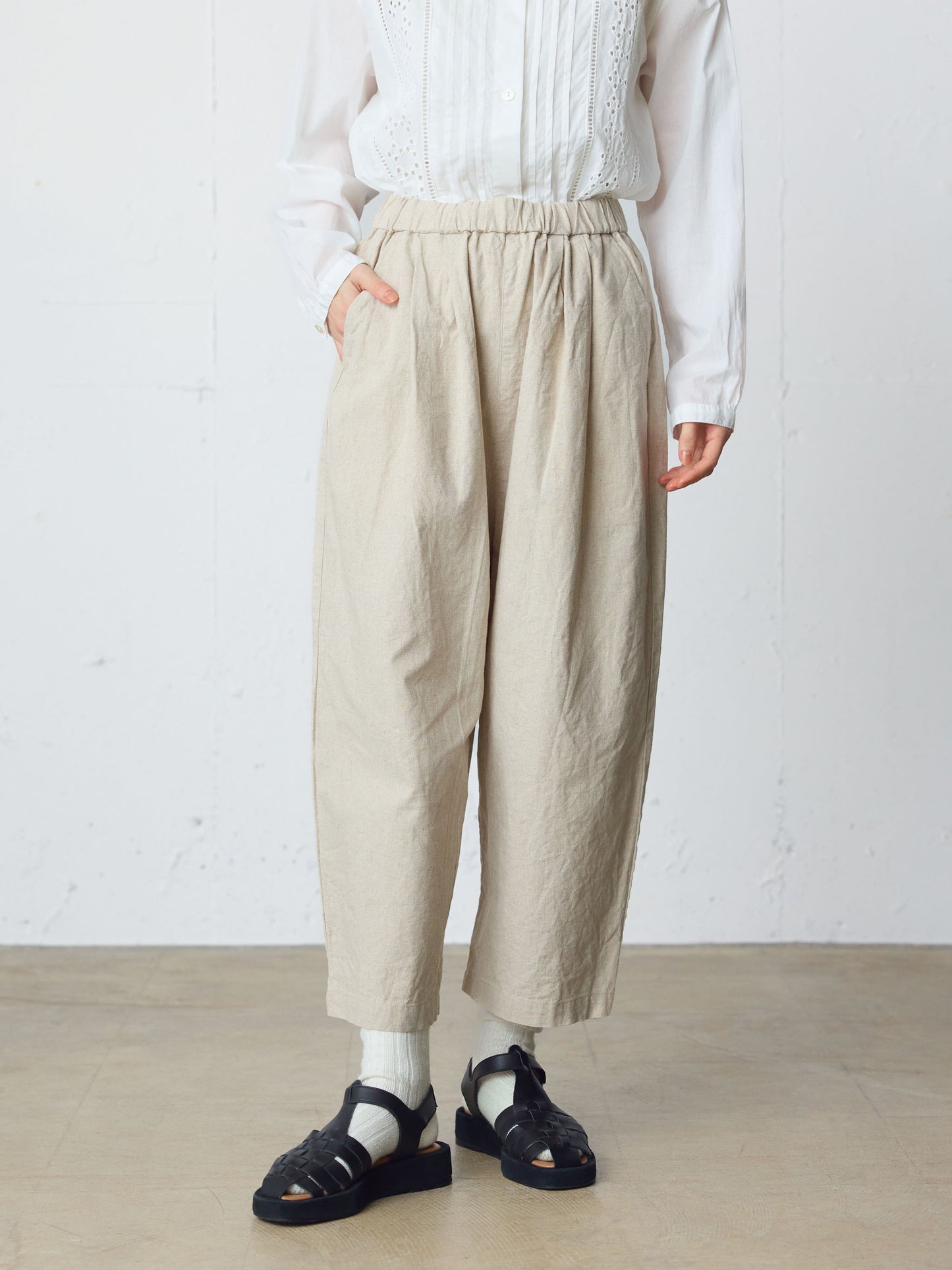 cotton linen wide easy pants